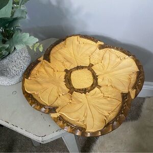 Hand Carved Wood Floral Tray